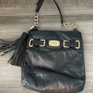 Michael Kors Black Leather Chain Crossbody Purse Bag